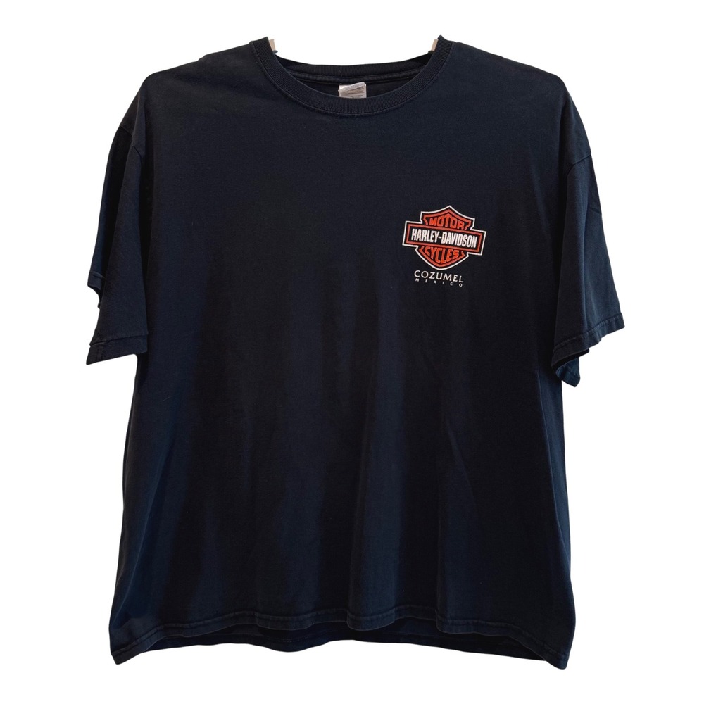Harley Davidson Cozumel Mexico Graphic T-Shirt Mens 2XL Black Short Sleeve Tee
